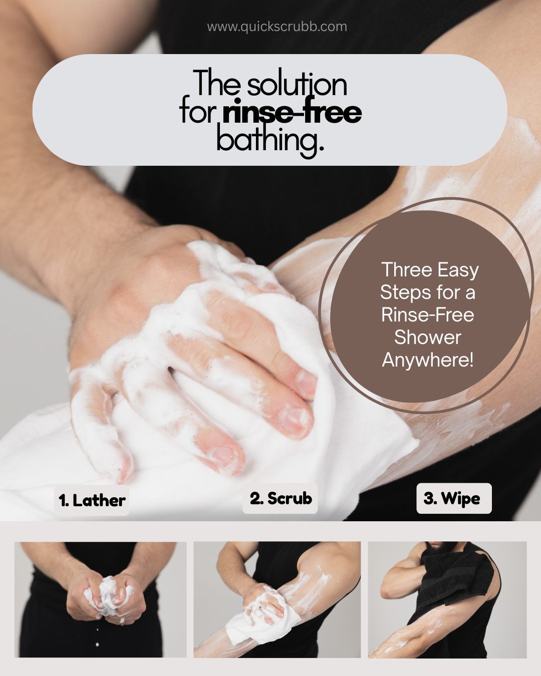 Quick Scrubb - Disposable Rinse-Free Bath Sponges (25 Pack)